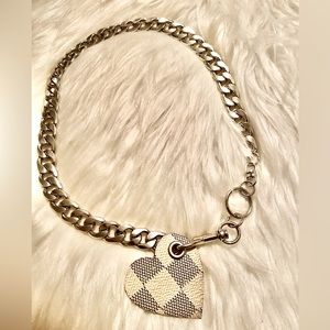 Upcycled Lv heart damier on bike style chain 🔥